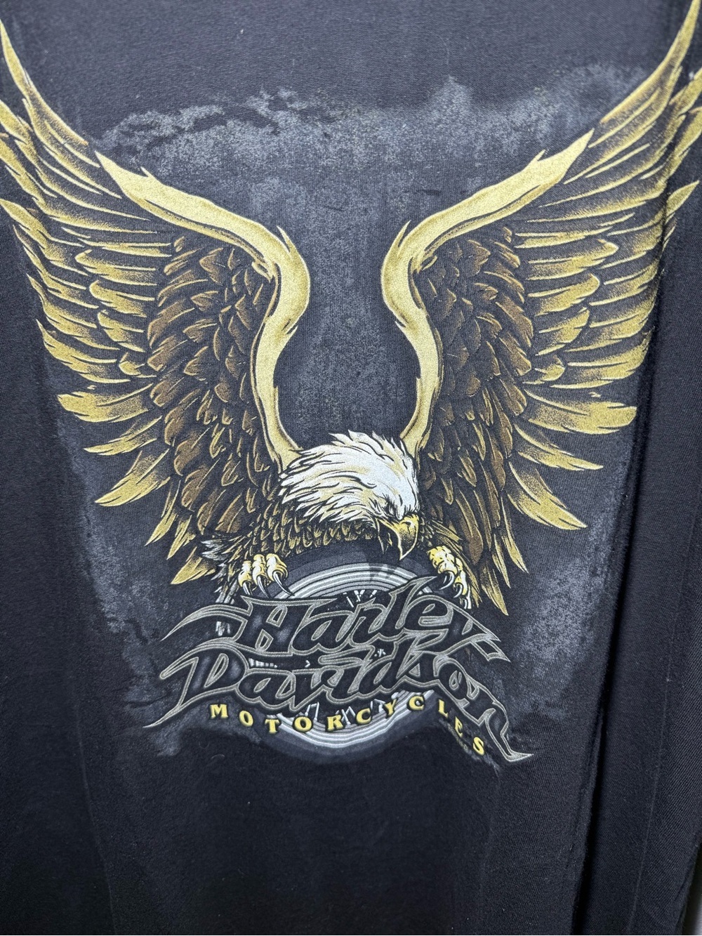 Harley-Davidson Black T-Shirt with Gold Eagle Graphic
